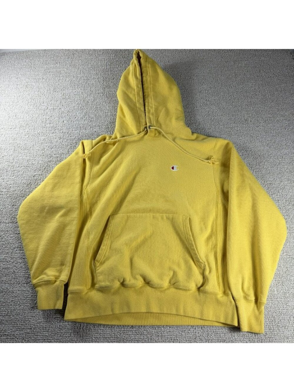 Vintage Champion Reverse Weave Hoodie Yellow Men's Size Medium